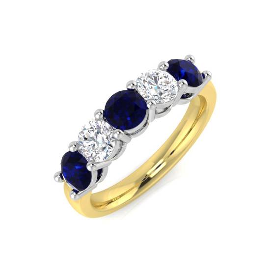 1.73ct SI/E-F Round cut Blue Sapphire Gemstone Eternity Ring