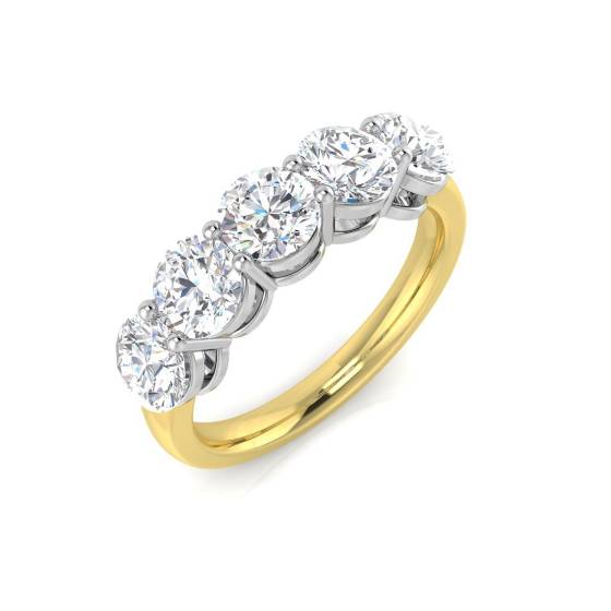 2.00ct VVS/D-E Round Cut Labgrown Diamond Round Five Stone Ring