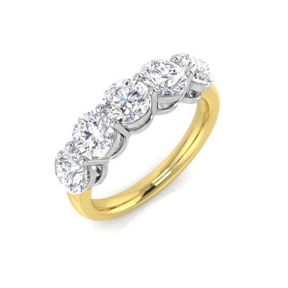 2.00ct VVS/D-E Round Cut Lab Grown Diamond Five Stone Ring
