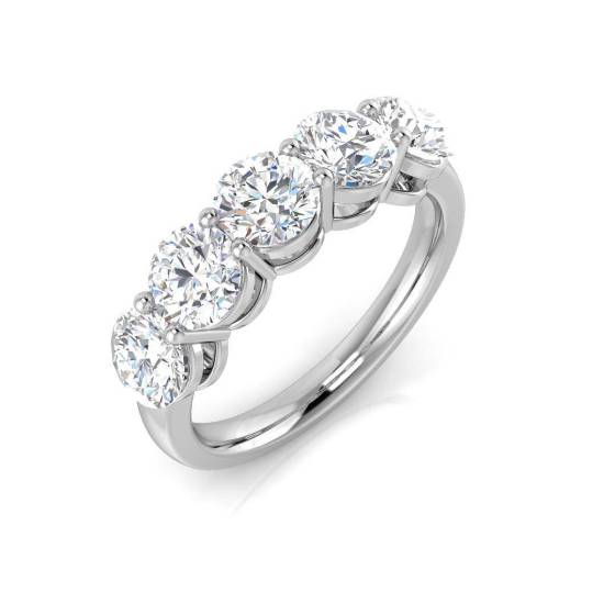 2.01ct VVS/D-E Round Cut Labgrown Diamond 5 Stone Ring