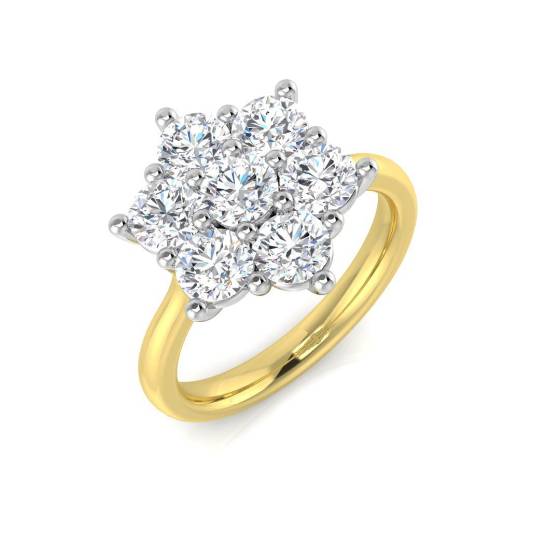 1.95ct VVS/D-E Round Cut Lab Grown Diamond Starburst Multistone Ring