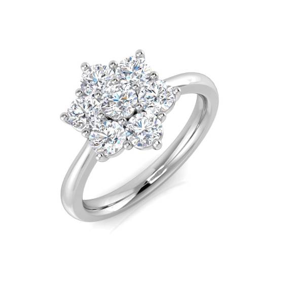 1.00ct SI/E-F Round cut Natural Diamonds Cluster Ring