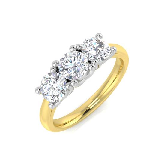 1.50ct I1/G Round cut Natural Diamonds Trilogy Ring