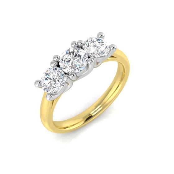 1.51ct I1/G Round cut Natural Diamonds Trilogy Ring