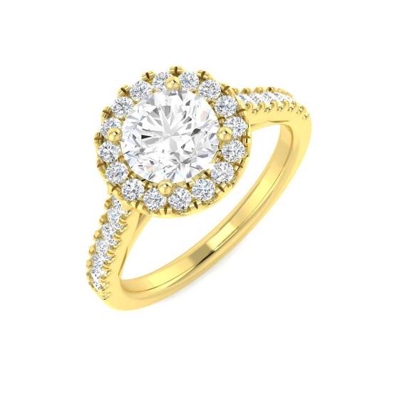 1.44ct VVS/D-E Round Cut Lab Grown Diamond Halo Shoulder Set Ring