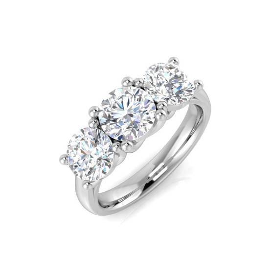 2.80ct VVS/D-E Round Cut Labgrown Diamond Trilogy Ring