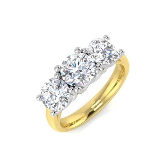 2.73ct VVS/D-E Round Cut Lab Grown Diamond Trilogy Ring