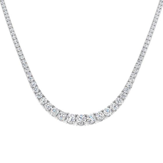 19.90ct VVS/E-F Round Cut Lab Grown Diamond Graduating Tennis Necklace