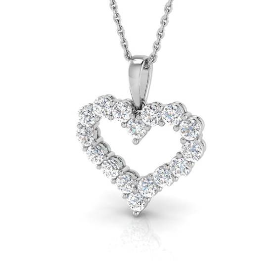 0.99ct VVS/E-F Round Cut Lab Grown Diamond 18Inches Heart Pendant