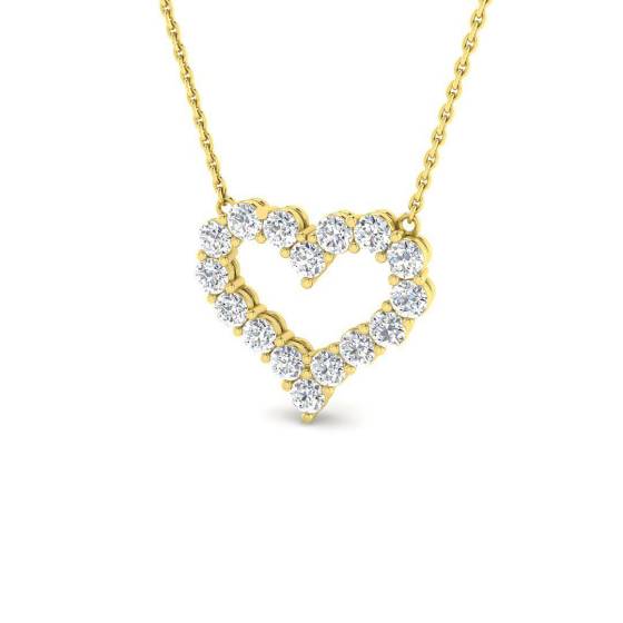 0.99ct VVS/E-F Round Cut Labgrown Diamond Heart Claw Set Pendant