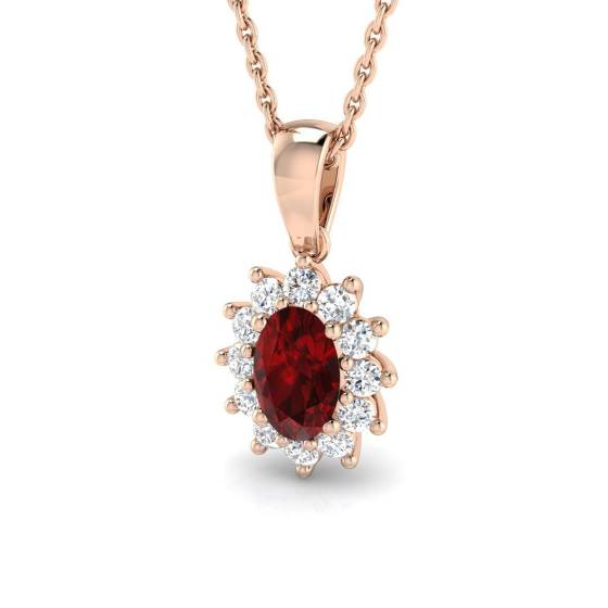 1.12ct VS/E-F Oval Cut Ruby Gemstone Pendant
