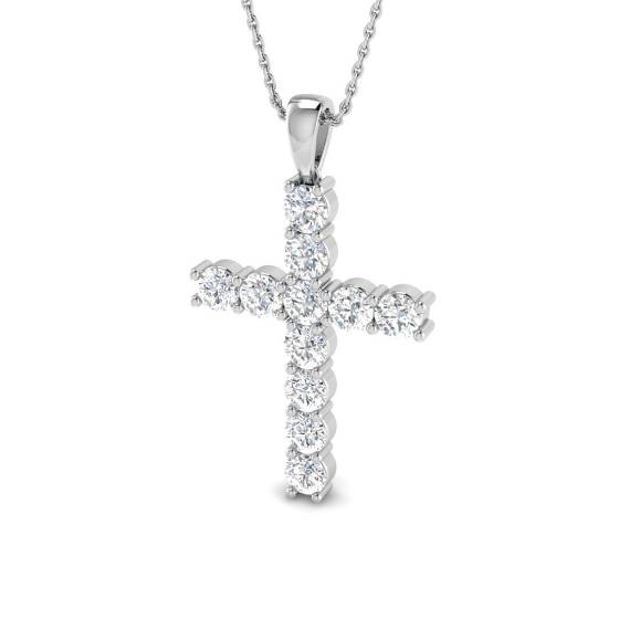 2.06ct VVS/D-E Round Cut Labgrown Diamond Cross Pendant