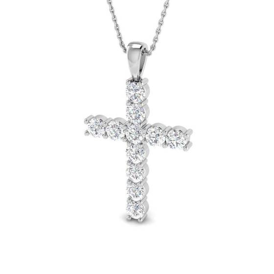 2.06ct VVS/E-F Round Cut Lab Grown Cross Pendant