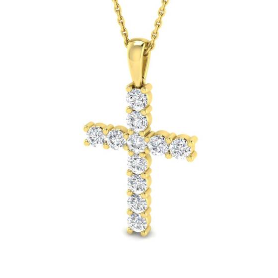 1.00ct VS/E-F Round cut Natural Diamonds Cross Pendant