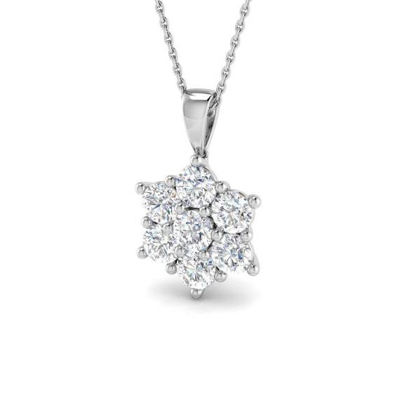 2.08ct VVS/D-E Round Cut Labgrown Diamond Flower Cluster Pendant