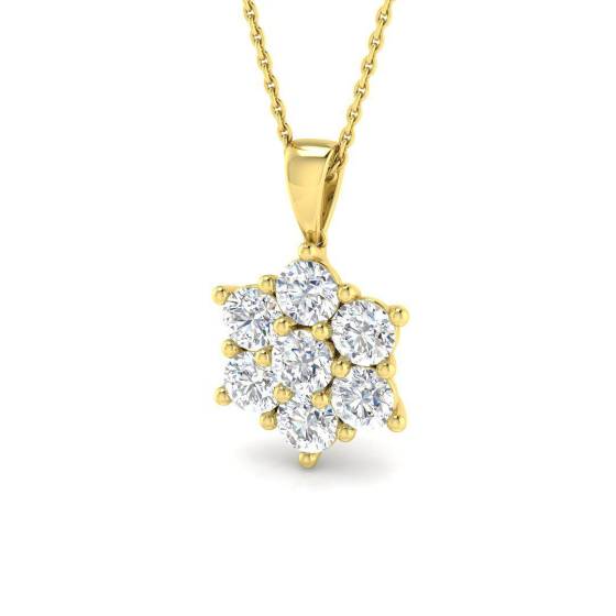 2.08ct VVS/D-E Round Cut Labgrown Diamond Flower Cluster Pendant