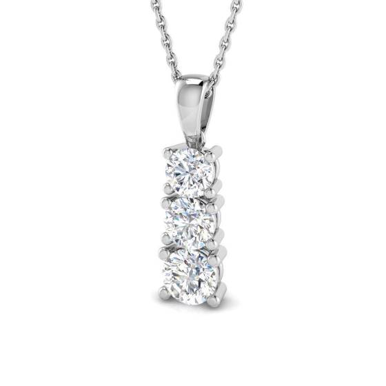 0.96ct VVS/D-E Round Cut Labgrown Diamond Graduating Trilogy Pendant