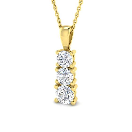 0.96ct VVS/D-E Round Cut Labgrown Diamond Graduating Trilogy Pendant