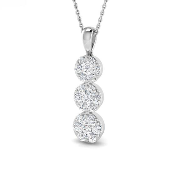 0.93ct VS/E-F Round cut Natural Diamonds Trilogy Pendant