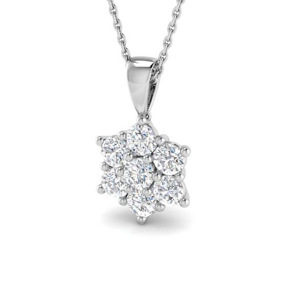 1.01ct VVS/D-E Round Cut Labgrown Diamond Star Cluster Pendant