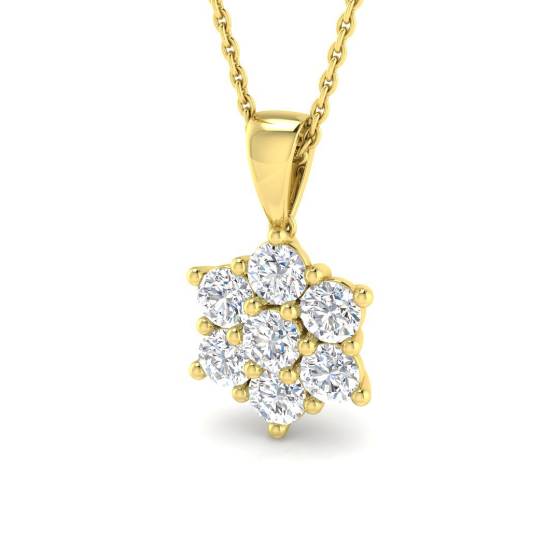 1.01ct VVS/D-E Round Cut Labgrown Diamond Star Cluster Pendant