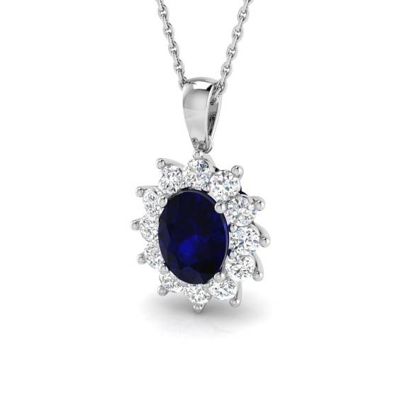 2.00ct VVS/D-E Oval Cut Ruby Gemstone Halo Pendant