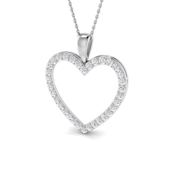 1.00ct VVS/D-E Round Cut Labgrown Diamond Heart Shaped Multi Stone Pendant