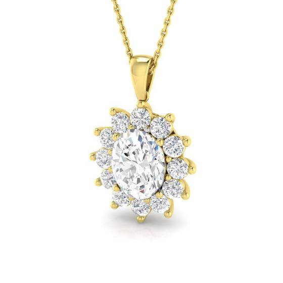 4.20ct VVS/D-E Oval Cut Natural Diamond 18Inches Halo Pendant
