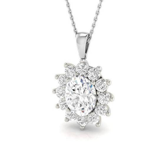 4.20ct VVS/D-E Oval Cut Natural Diamond 18Inches Halo Pendant