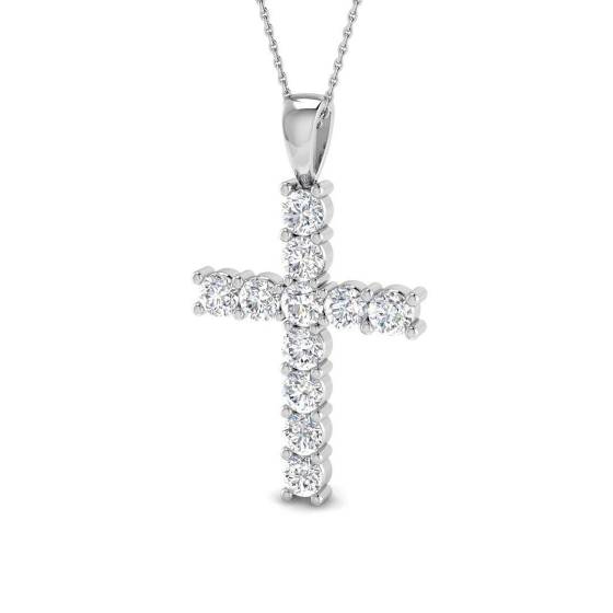 3.50ct VVS/D-E Round Cut Labgrown Diamond Cross Pendant