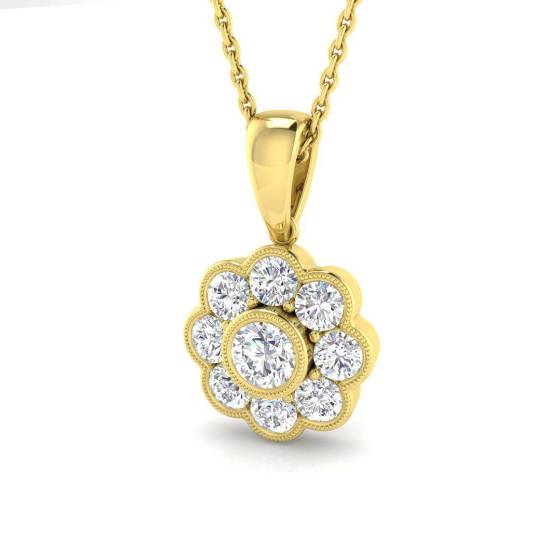 1.03ct VVS/E-F Round Cut Lab Grown Diamond 18Inches Flower Cluster Pendant