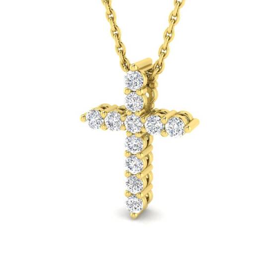 0.25ct VVS/D-E Round Cut Labgrown Diamond Cross Pendant