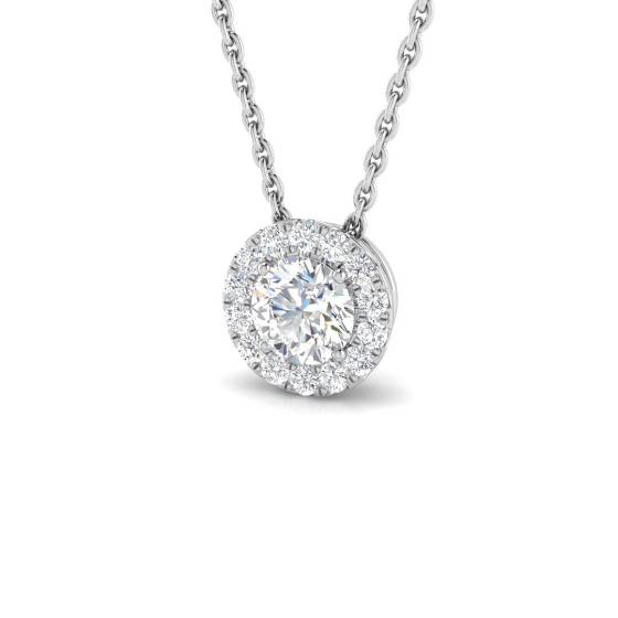 0.45ct VS/E-F Round cut Natural Diamonds Halo Pendant