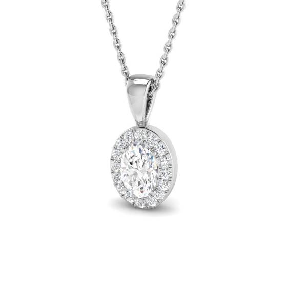 0.65ct VVS/D-E Oval Cut Labgrown Diamond Halo Pendant