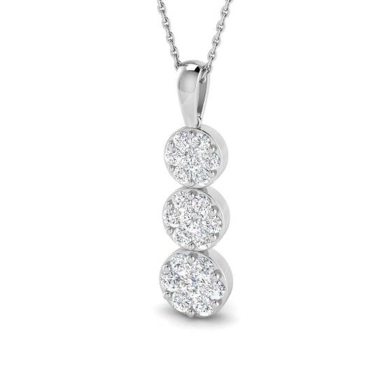 1.02ct VVS/D-E Round Cut Labgrown Diamond Graduating Cluster Pendant