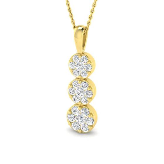 1.02ct VVS/D-E Round Cut Labgrown Diamond Graduating Cluster Pendant