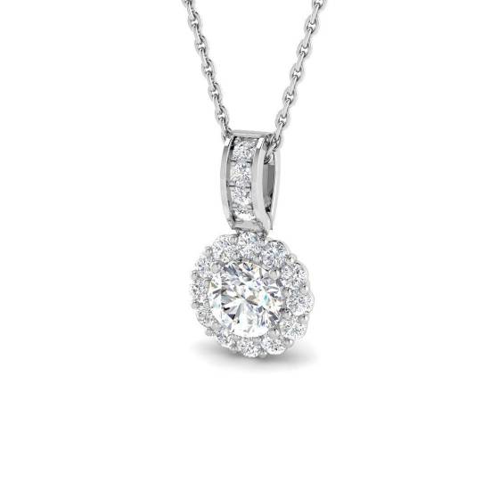 0.76ct VVS/D-E Round Cut Labgrown Diamond Halo Pendant