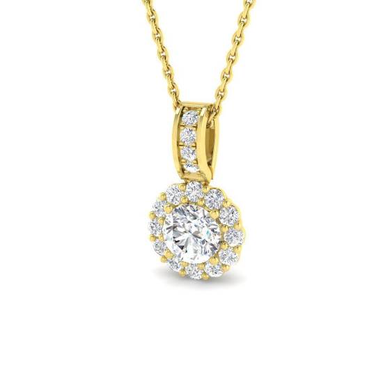 0.76ct VVS/D-E Round Cut Labgrown Diamond Halo Pendant