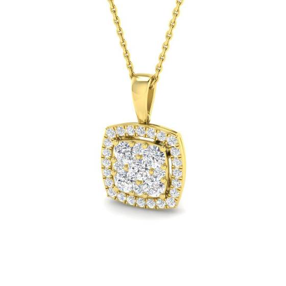 0.90ct VVS/D-E Round Cut Labgrown Diamond Cluster Halo Pendant