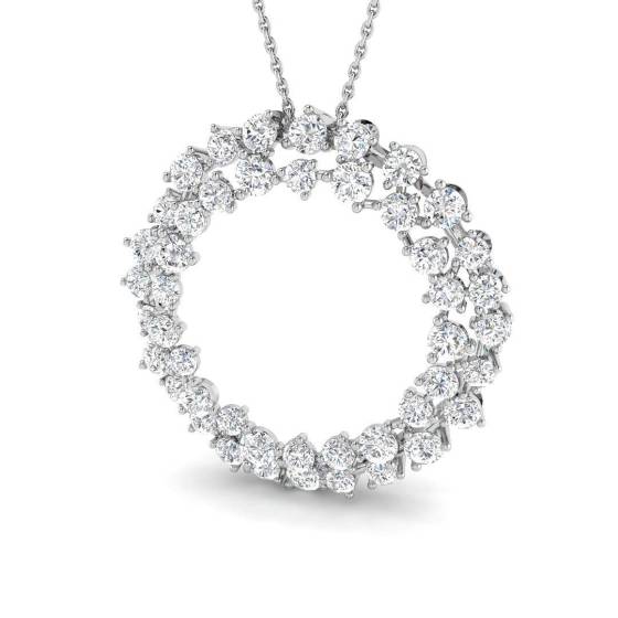 3.06ct VVS/D-E Round Cut Labgrown Diamond Scattered Circle Of Life Pendant