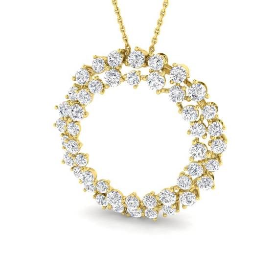 3.06ct VVS/E-F Round Cut Labgrown Diamond Double Circle Of Life Pendant