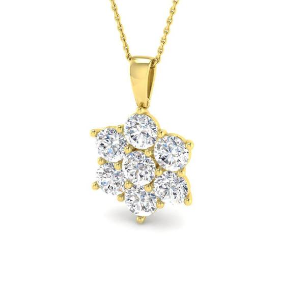 4.80ct VVS/D-E Round Cut Labgrown Diamond Flower Cluster Pendant