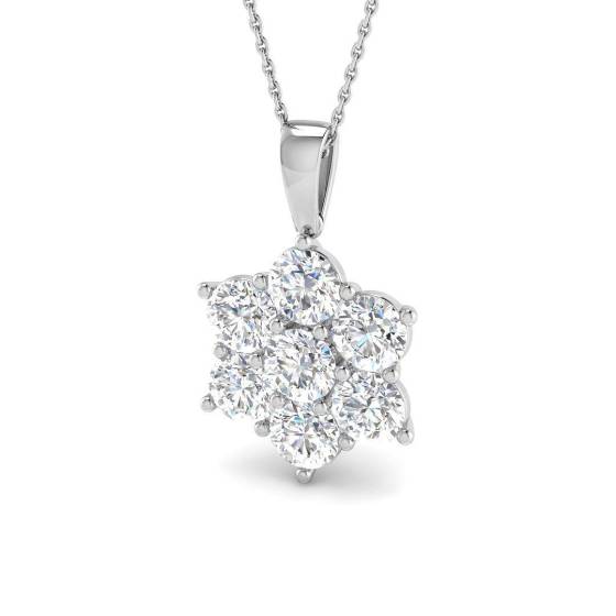 4.09ct VVS/D-E Round Cut Labgrown Diamond Starburst Multi Stone Pendant