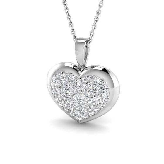 0.61ct VVS/D-E Round Cut Labgrown Diamond Cluster Heart Shaped Pendant