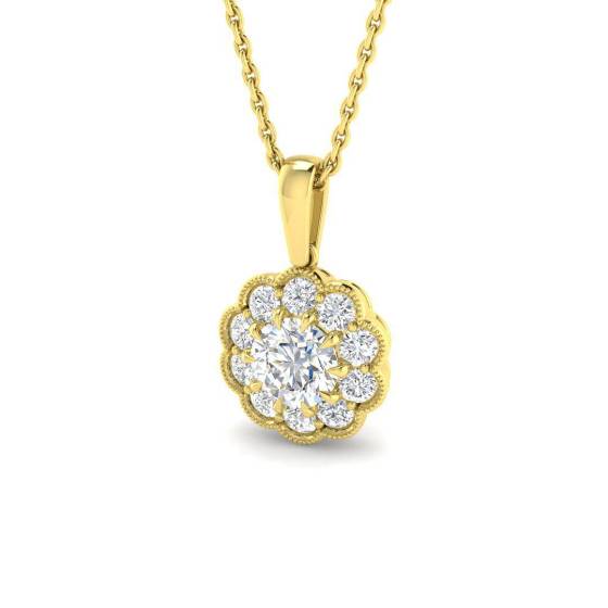 0.80ct VVS/D-E Round Cut Labgrown Diamond Flower Cluster Pendant