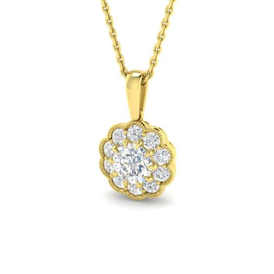 0.80ct VVS/D-E Round Cut Labgrown Diamond Flower Cluster Pendant