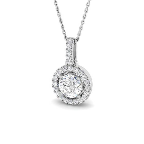 1.31ct VVS/D-E Round Cut Labgrown Diamond Halo Pendant