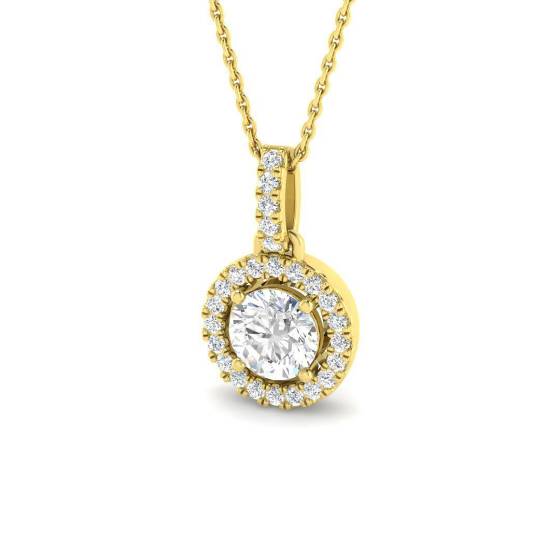 1.31ct VVS/D-E Round Cut Labgrown Diamond Halo Pendant