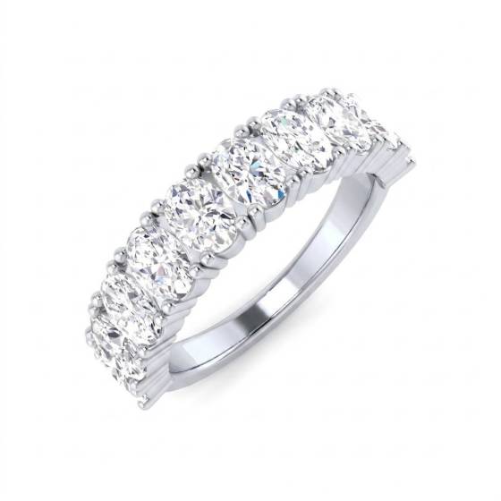 2.00ct VVS/D-E Oval Cut Lab Grown Diamond Half Eternity Ring