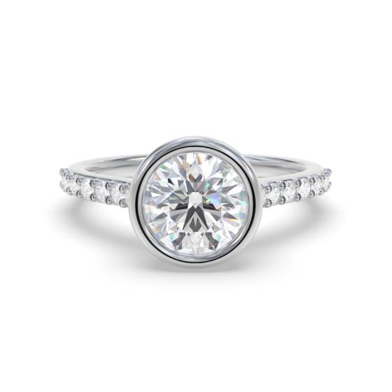 Round Bezel Set Shoulder Set Engagement Ring